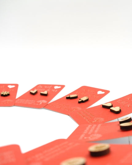 Houten oorbellen - Mix van 12 - Vormen en symbolen