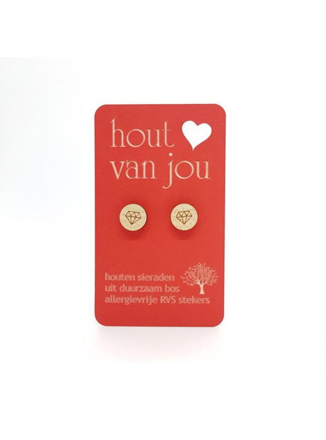 Boucles d'oreilles en bois - Diamant