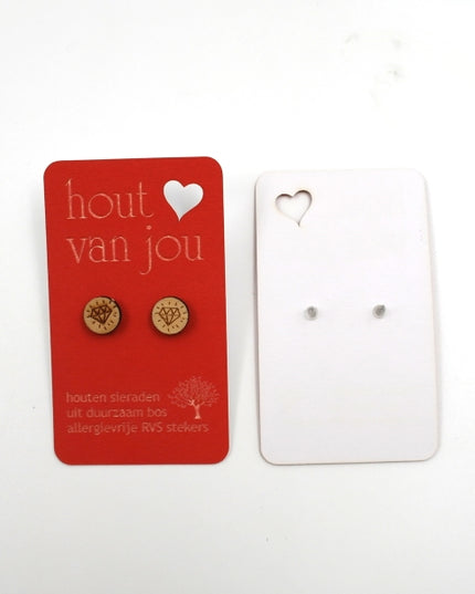 Houten oorbellen - Diamant