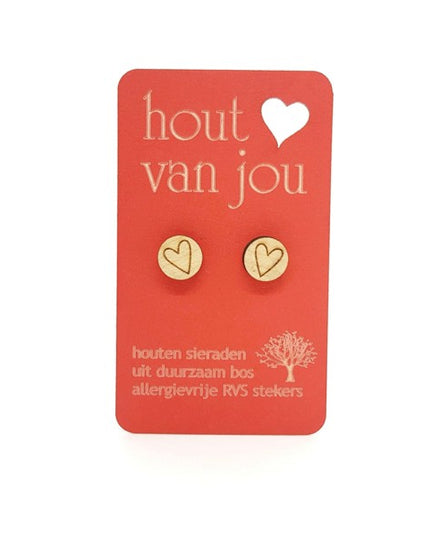 Houten oorbellen - Hartjes 1