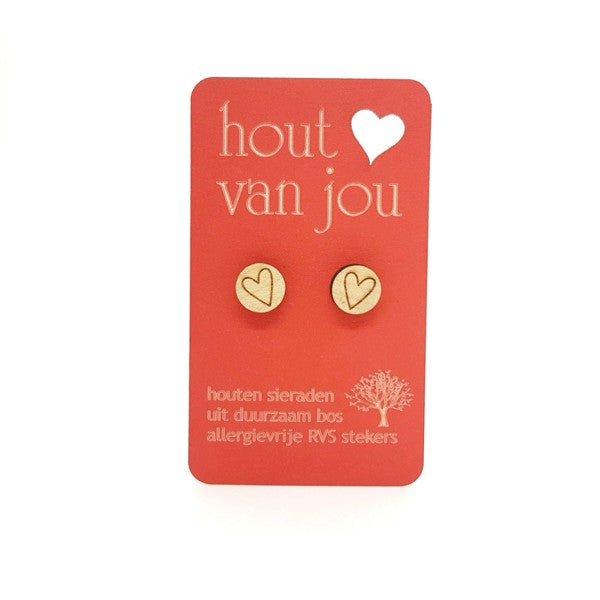 Houten oorbellen - Hartjes 1