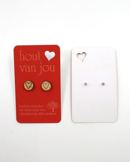 Houten oorbellen - Hartjes 1