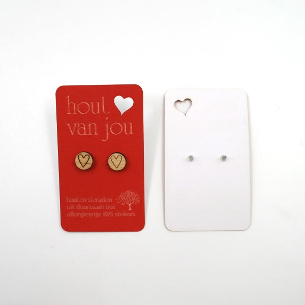 Houten oorbellen - Hartjes 1