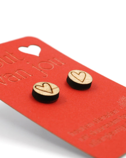 Houten oorbellen - Hartjes 1