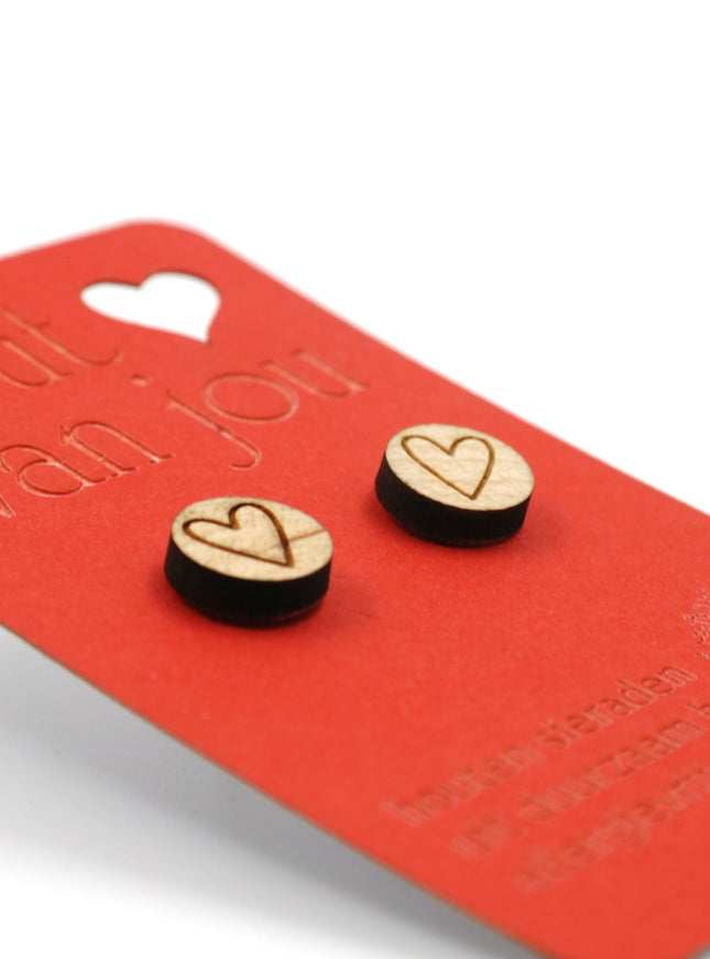 Houten oorbellen - Hartjes 1