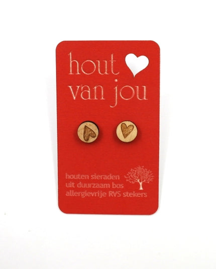 Houten oorbellen - Hartjes 2
