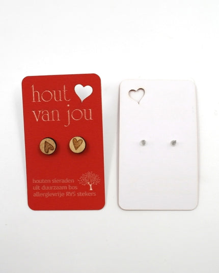 Houten oorbellen - Hartjes 2