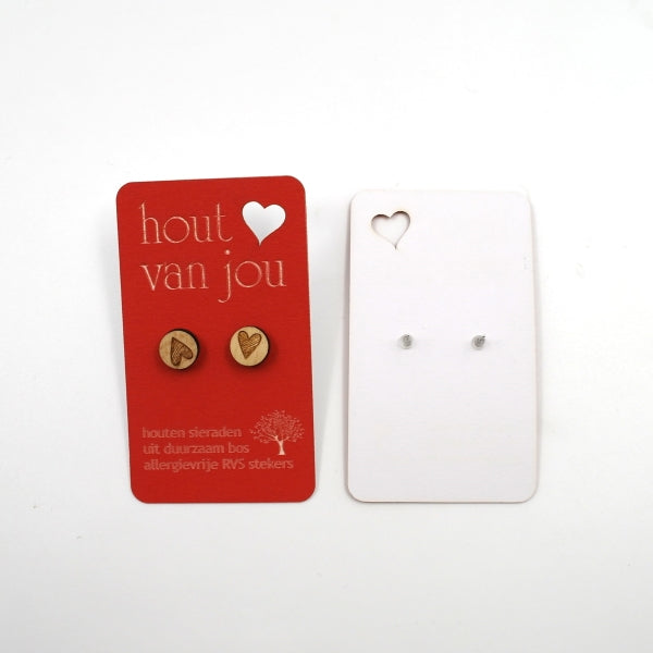 Houten oorbellen - Hartjes 2