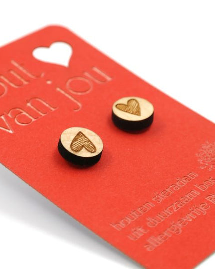 Houten oorbellen - Hartjes 2