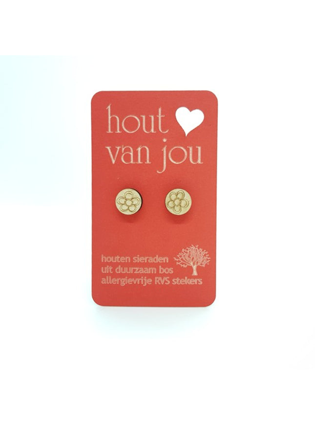 Boucles d'oreilles en bois - Fleur 1