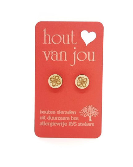 Houten oorbellen - Bloem 2