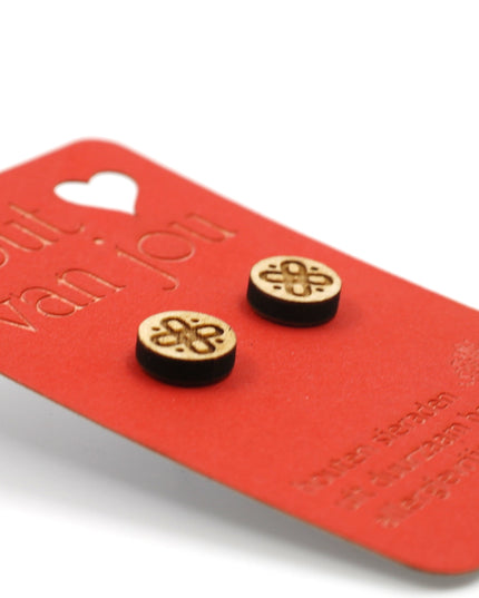 Houten oorbellen - Bloem 2