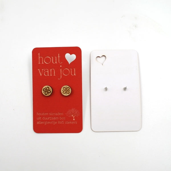 Houten oorbellen - Bloem 2