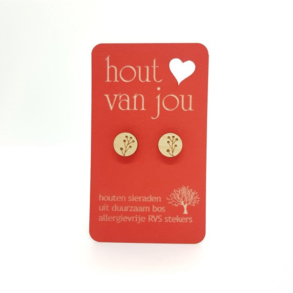 Houten oorbellen - Zaden 1