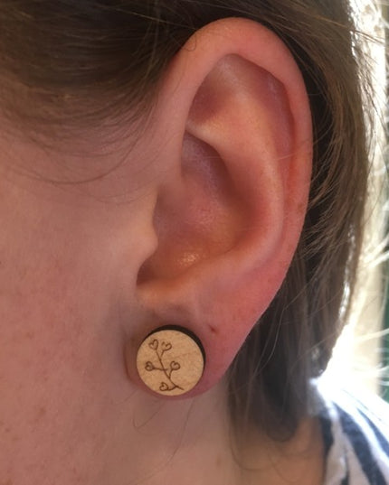 Houten oorbellen - Hartjesplant