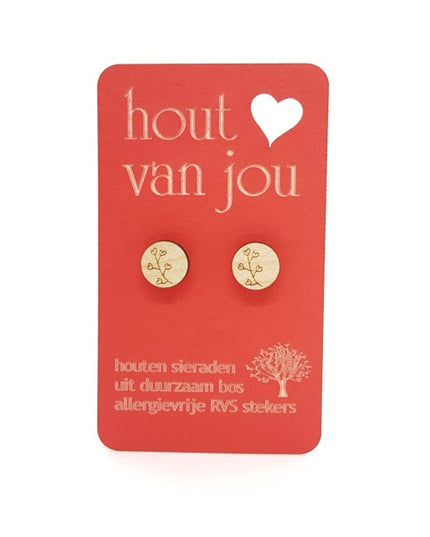 Houten oorbellen - Hartjesplant