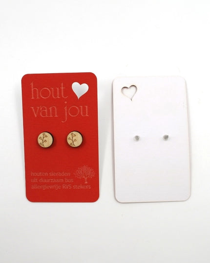 Houten oorbellen - Hartjesplant