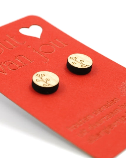 Houten oorbellen - Hartjesplant