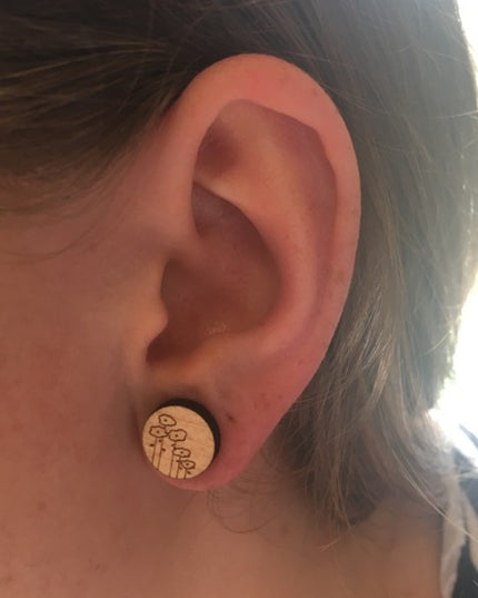 Houten oorbellen - Klaprozen