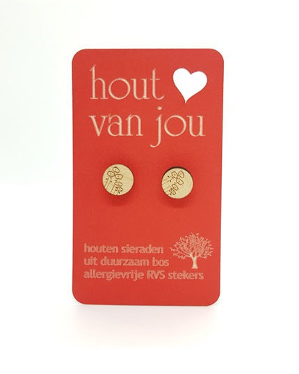 Houten oorbellen - Klaprozen