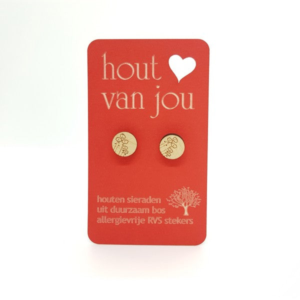 Houten oorbellen - Klaprozen