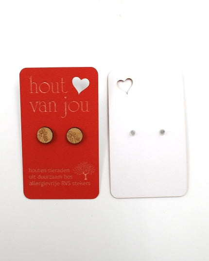 Houten oorbellen - Klaprozen