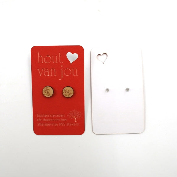 Houten oorbellen - Klaprozen