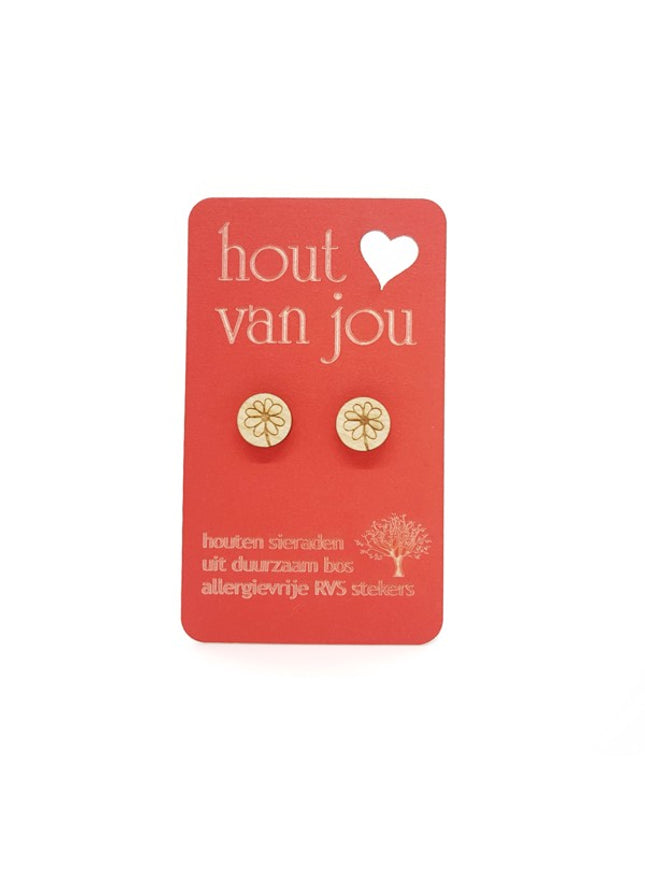 Boucles d'oreilles en bois - Marguerite
