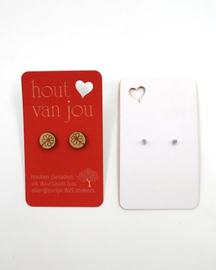 Houten oorbellen - Madeliefje