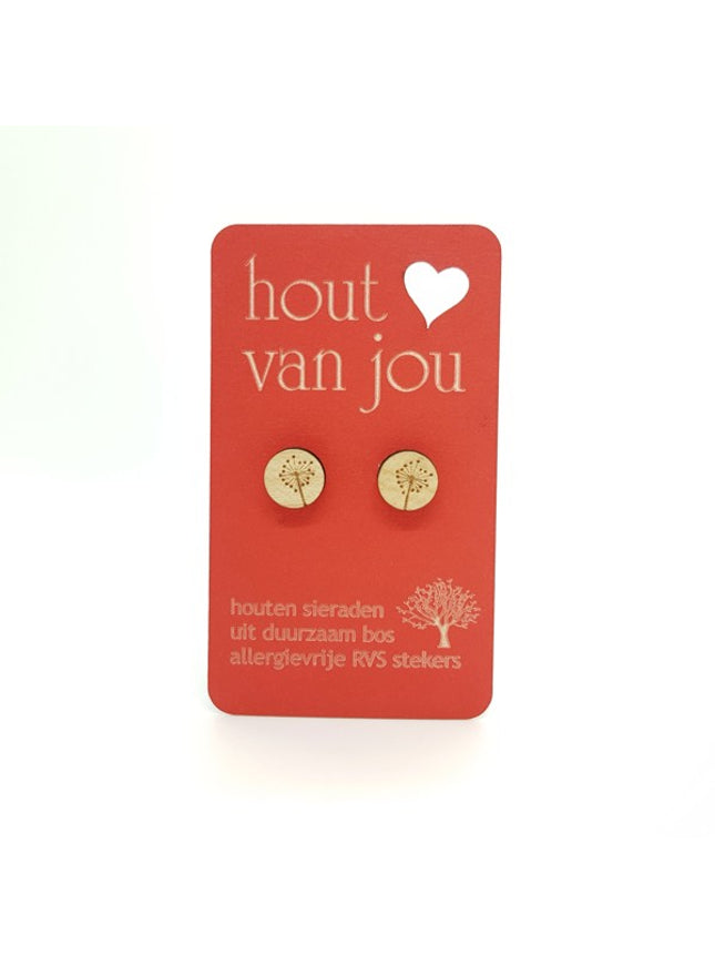 Boucles d'oreilles en bois - Fleur de chardon