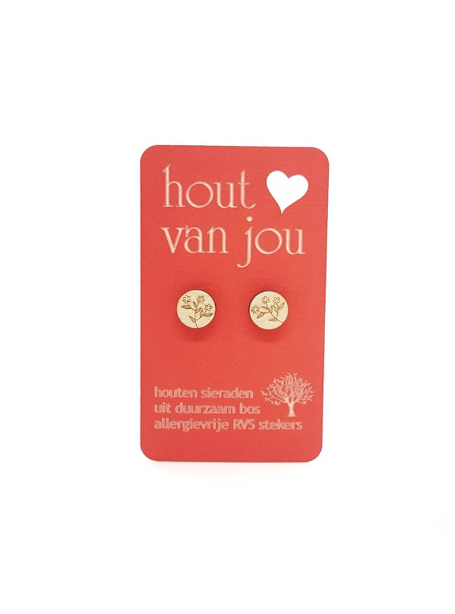 Boucles d'oreilles en bois - Fleur des champs