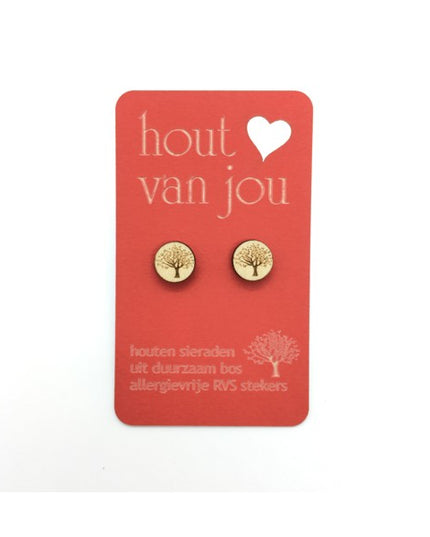 Houten oorbellen - Boom