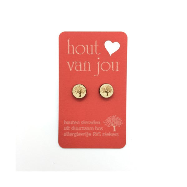Houten oorbellen - Boom