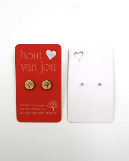 Houten oorbellen - Boom