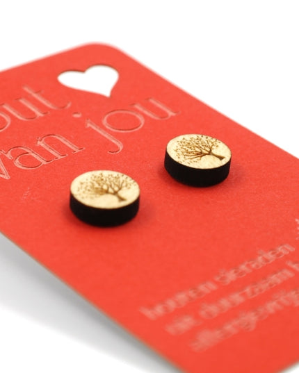 Houten oorbellen - Boom