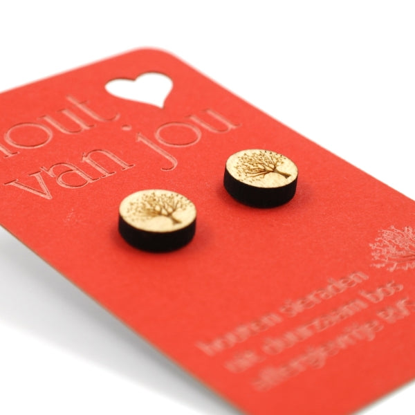 Houten oorbellen - Boom