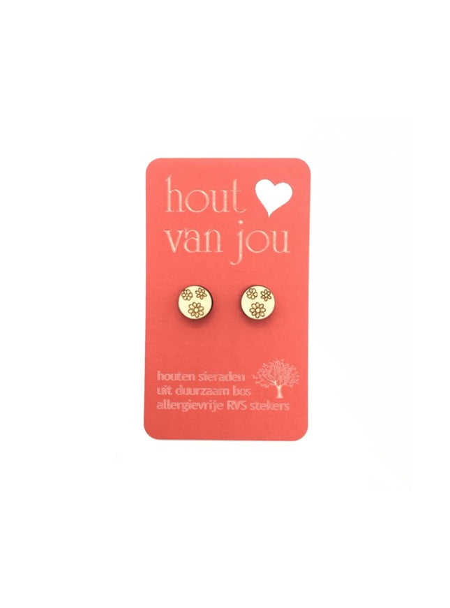 Boucles d'oreilles en bois - 3 fleurs