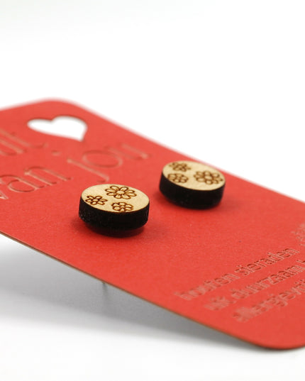 Houten oorbellen - 3 bloemen