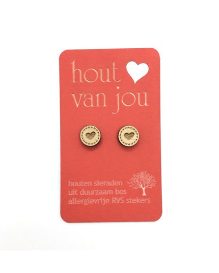 Houten oorbellen - Hartjes 3