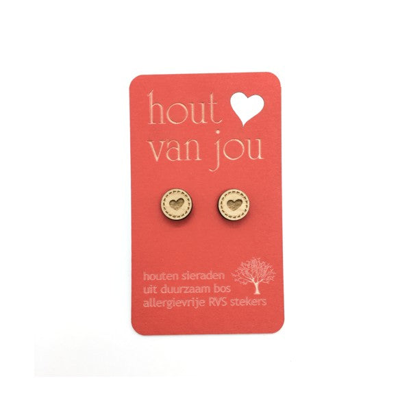 Houten oorbellen - Hartjes 3