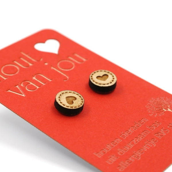 Houten oorbellen - Hartjes 3