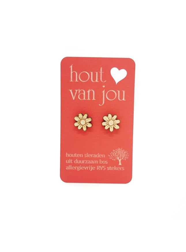 Boucles d'oreilles en bois - Fleur