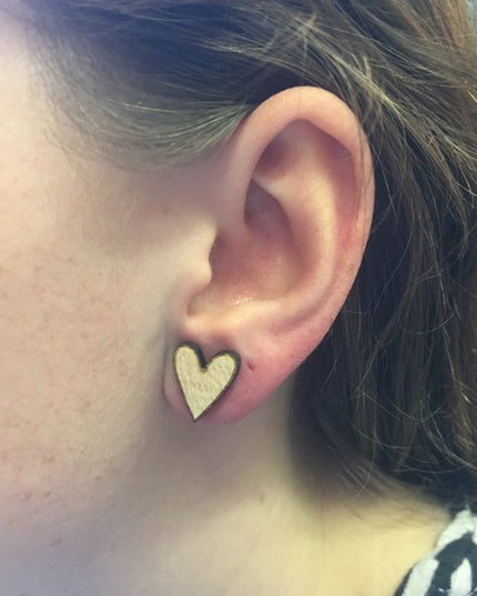 Houten oorbellen - Hartje