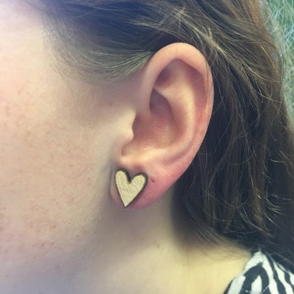 Houten oorbellen - Hartje