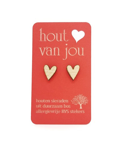 Houten oorbellen - Hartje