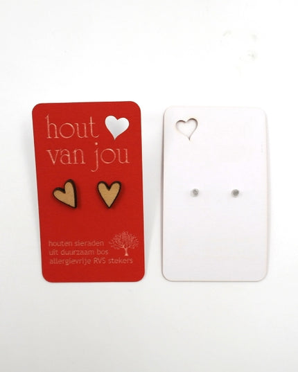 Houten oorbellen - Hartje