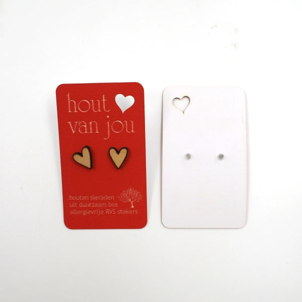 Houten oorbellen - Hartje