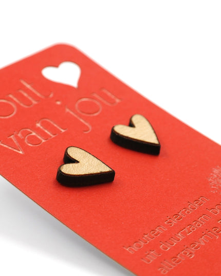 Houten oorbellen - Hartje