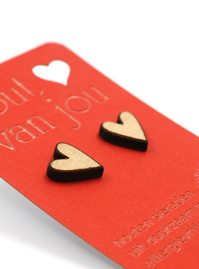 Houten oorbellen - Hartje