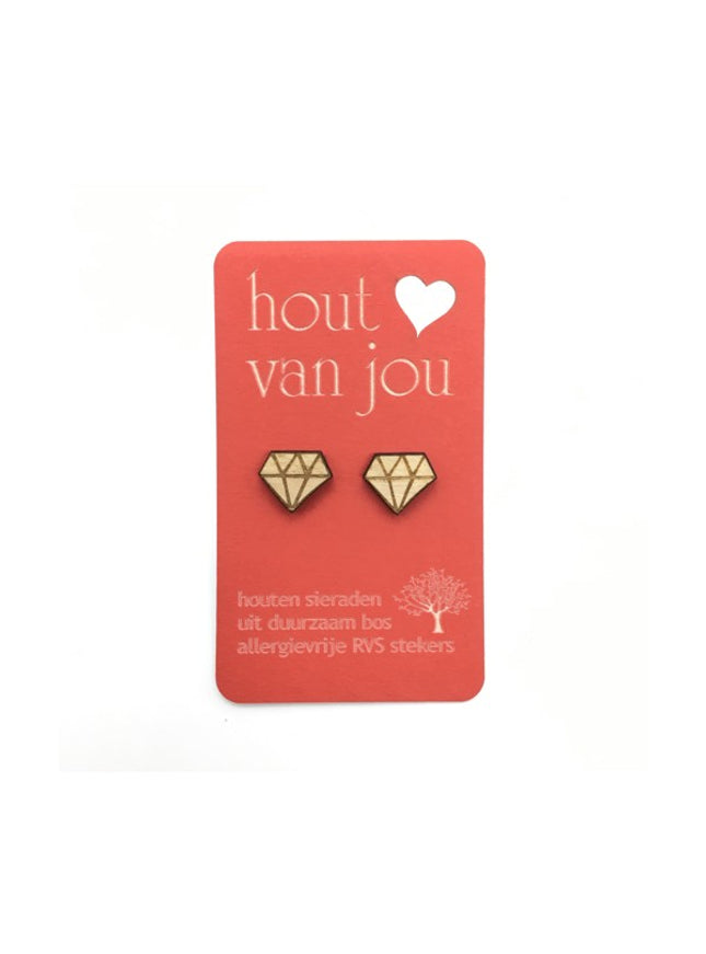 Boucles d'oreilles en bois - Diamant 2